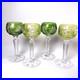 SET Sm Bohemian CZECH CUT TO CLEAR CRYSTAL Dessert Wine GLASSES Green Yellow 4