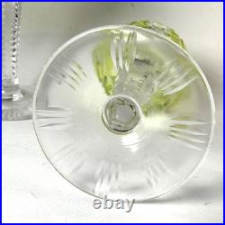 SET Sm Bohemian CZECH CUT TO CLEAR CRYSTAL Dessert Wine GLASSES Green Yellow 4