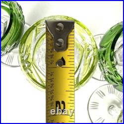 SET Sm Bohemian CZECH CUT TO CLEAR CRYSTAL Dessert Wine GLASSES Green Yellow 4