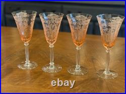 SET of 4 Tiffin-Franciscan Flanders Pink Poppy Water Goblets 8.25