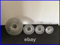 SET of 4 VIKING EPIC GLASS CRYSTAL SATIN FROSTED MUSHROOM JUMBO LARGE MED SMALL