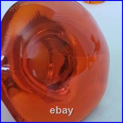 SET of 4 VIKING EPIC ORANGE GLASS CRYSTAL MUSHROOM JUMBO LARGE MED SMALL