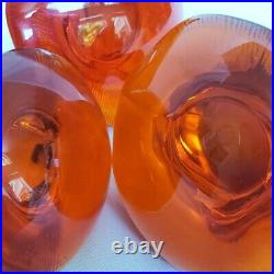 SET of 4 VIKING EPIC ORANGE GLASS CRYSTAL MUSHROOM JUMBO LARGE MED SMALL