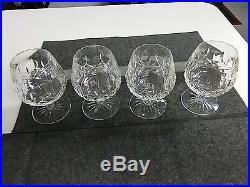 SET of 4 Waterford LISMORE CUT CRYSTAL 5 1/4 BRANDY SNIFTERS GLASSES Stems MINT