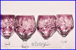 SET of 5 BOHEMIAN CZECH CUT TO CLEAR 7.75 WINE HOCKS GOBLETS CRYSTAL GLASSES