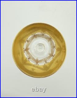 SET of 6-Murano Medici FLARED WINE Etched Crystal Goblets/Glasses Gold Rim
