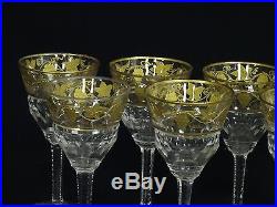 SET of 7 VINTAGE 1950's VAL St LAMBERT CRYSTAL PAMPRE D'Or GRAPES CORDIAL 4.25