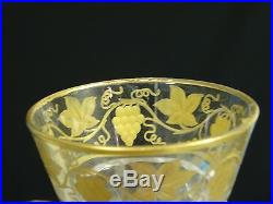 SET of 7 VINTAGE 1950's VAL St LAMBERT CRYSTAL PAMPRE D'Or GRAPES CORDIAL 4.25