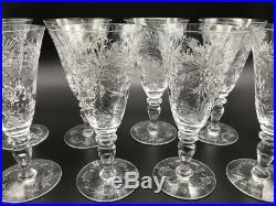 SET of 8 HAWKES Glass Cut Crystal 7 Wine Water Goblet 6030 Stem ABP Floral Sign