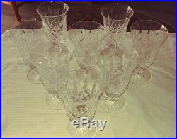 SET of RIGHT (8) ARAGLIN WATERFORD FOOTED ICE TEA or PARFAIT CRYSTAL GLASSES EXC