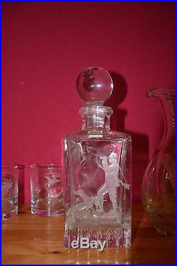 SLOVENIA CRYSTAL WITH ENGRAVING HUNTER SET GOLDEN COLLECTION HANDMADE