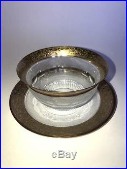 SPLENDID GOLD by MOSER Crystal Finger Bowl & Underplate Set RARE Glass