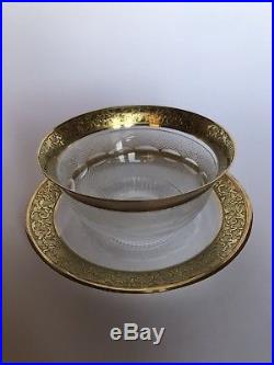 SPLENDID GOLD by MOSER Crystal Finger Bowl & Underplate Set RARE Glass