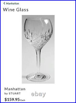 STUART Crystal Manhattan Wine Glasses 7¼ Set Of 4 Marked Discontinued Pattern