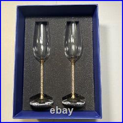 SWAROVSKI Crystal Toasting Flutes Wedding Champagne Glasses Gold