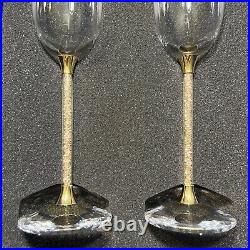 SWAROVSKI Crystal Toasting Flutes Wedding Champagne Glasses Gold