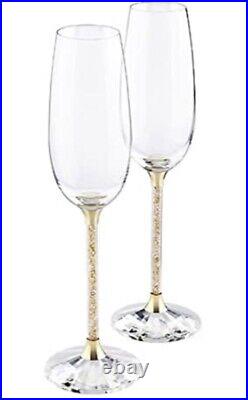 SWAROVSKI Crystalline Toasting Flutes Wedding Champagne Glasses Gold 5197152 NIB