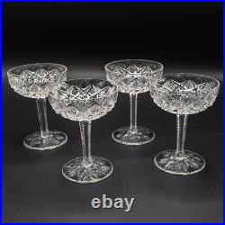 Saint St. Louis Crystal Florence Pineapple Continental Champagne Saucers Set 4