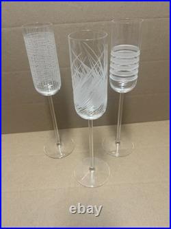 Salviati Champagne Flutes Handblown Italian Crystal Glass Set of 3