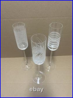 Salviati Champagne Flutes Handblown Italian Crystal Glass Set of 3