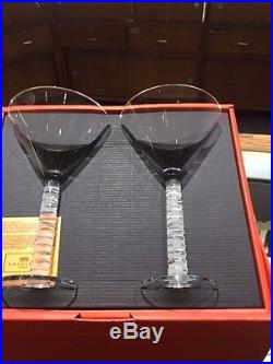 Salviati NEW Fine Italian Crystal Graffiati Martini Glasses Set of 2 in Box NLA