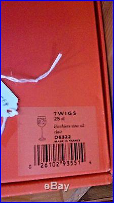 Salviati NEW IN BOX TWIGS Bicchieri Vino Glasses Stems Set of Two VHTF