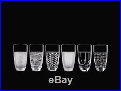 Salviati Venezia Fine Crystal Tall Drink Glasses Assorted Set of 6 NEW Box Italy