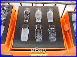 Salviati Venezia NEW Vodka Glasses Set of 6 Patterns Fine Crystal in Box Italy