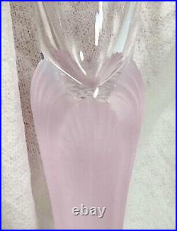 Sasaki Crystal AEGEAN Fluted Champagne 2 Pink FROSTED SHELL STEM Vtg Set 10 1/2