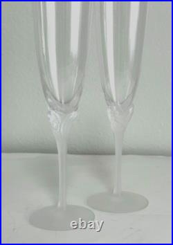 Sasaki Lily of the Valley Crystal Champagne Flutes 2 Pc Set Frosted Stems