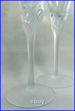 Sasaki Lily of the Valley Crystal Champagne Flutes 2 Pc Set Frosted Stems