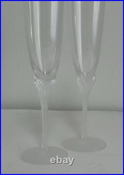 Sasaki Lily of the Valley Crystal Champagne Flutes 2 Pc Set Frosted Stems