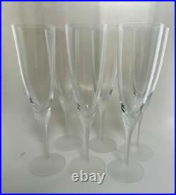 Sasaki Lily of the Valley Crystal Champagne Flutes 2 Pc Set Frosted Stems