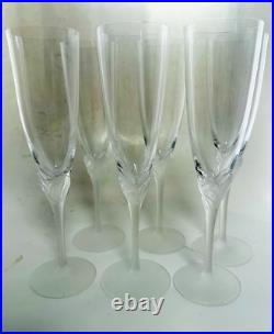 Sasaki Lily of the Valley Crystal Champagne Flutes 2 Pc Set Frosted Stems