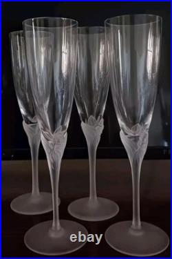 Sasaki Lily of the Valley Crystal Champagne Flutes 2 Pc Set Frosted Stems