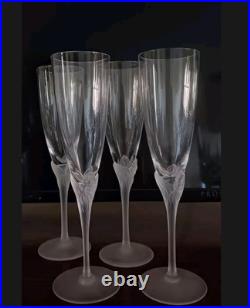 Sasaki Lily of the Valley Crystal Champagne Flutes 2 Pc Set Frosted Stems