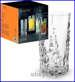 Sculpture 14 oz Long Drink Glasses Set of 4 Lead-Free Crystal Drinkware, St