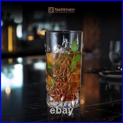 Sculpture 14 oz Long Drink Glasses Set of 4 Lead-Free Crystal Drinkware, St