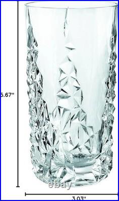 Sculpture 14 oz Long Drink Glasses Set of 4 Lead-Free Crystal Drinkware, St