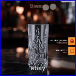 Sculpture 14 oz Long Drink Glasses Set of 4 Lead-Free Crystal Drinkware, St