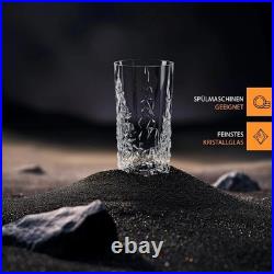 Sculpture 14 oz Long Drink Glasses Set of 4 Lead-Free Crystal Drinkware, St