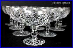 Set 10 Signed Waterford Cut Crystal Boyne 4 1/2 Champagne Sherbet Glass Goblets