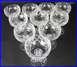 Set 10 Signed Waterford Cut Crystal Boyne 4 1/2 Champagne Sherbet Glass Goblets