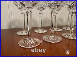 Set 10 Vintage WATERFORD CRYSTAL Lismore Tall Wine Glasses Hocks Goblets IRELAND