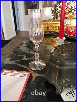 Set 11 Lenox Navarre Pink Champagne Flutes Blown Etched Glass Crystal 1 w Label