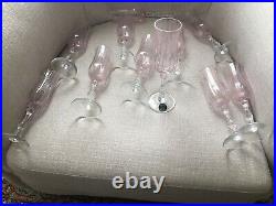 Set 11 Lenox Navarre Pink Champagne Flutes Blown Etched Glass Crystal 1 w Label