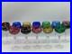 Set 12 Bohemian Cut to Clear Crystal Wine Hock Glasses Colored Grape Pattern 7.5