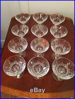 Set 12 Vintage WATERFORD CRYSTAL Kenmare Champagne Sherbet Glasses with Stickers