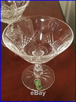 Set 12 Vintage WATERFORD CRYSTAL Kenmare Champagne Sherbet Glasses with Stickers