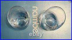 Set 2 Nambe Crystal Tilt Double Old Fashioned Whiskey Glasses In OG Box #5876